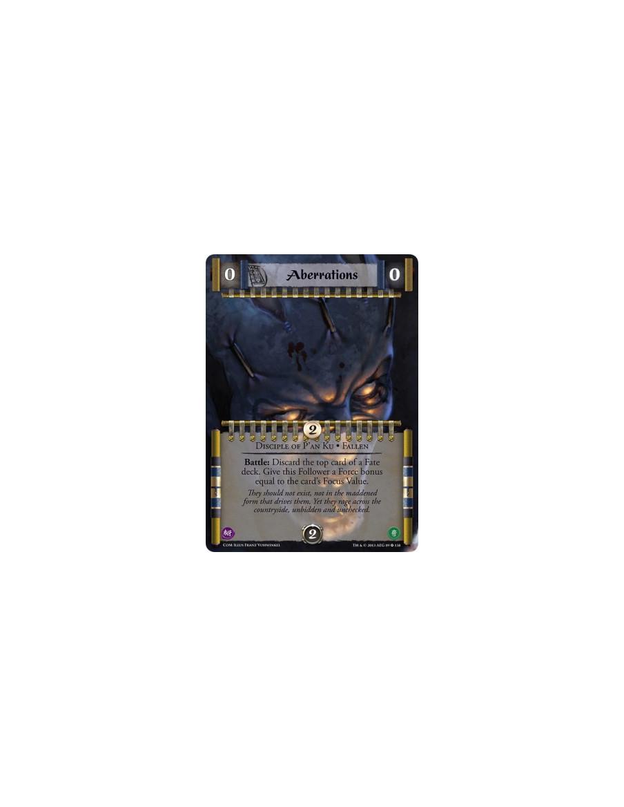 Aberrations FULL BLEED  - Disciples of P'an Ku • FallenBattle: Discard the top card of a Fate deck. Give this Follower a Force b