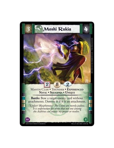 Moshi Rukia Exp  - Mantis Clan • Thunder • Experienced • Naval • Shugenja • UniqueBattle: Bow a target enemy card without attach