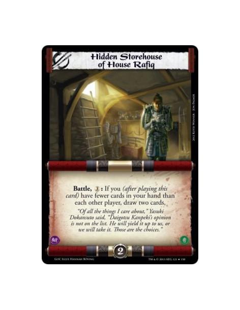 Hidden Storehouse of House Rafiq  - Battle, 3: If you (after playing this card) have fewer cards in your hand than each other pl