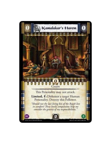 Kamalakar's Harem  - GaijinThis Personality may not attack.Limited, w: Dishonor a target Human Personality. Destroy this Followe