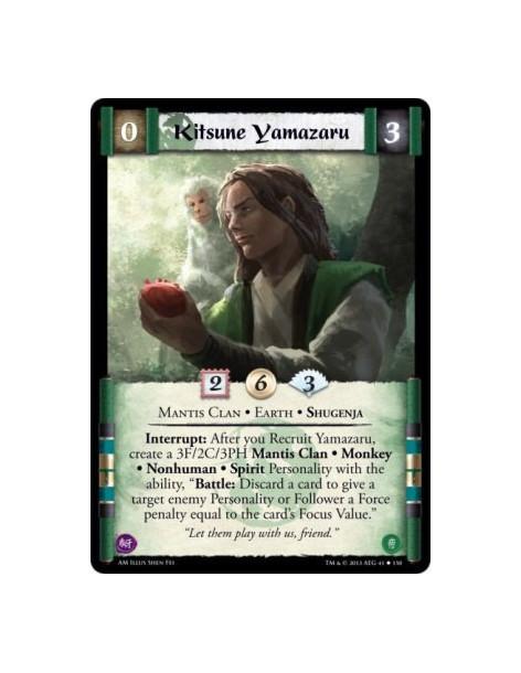 Kitsune Yamazaru  - Mantis Clan • Earth • Shugenja    Interrupt: After you Recruit Yamazaru, create a 3F/2C/3PH Mantis Clan • Mo