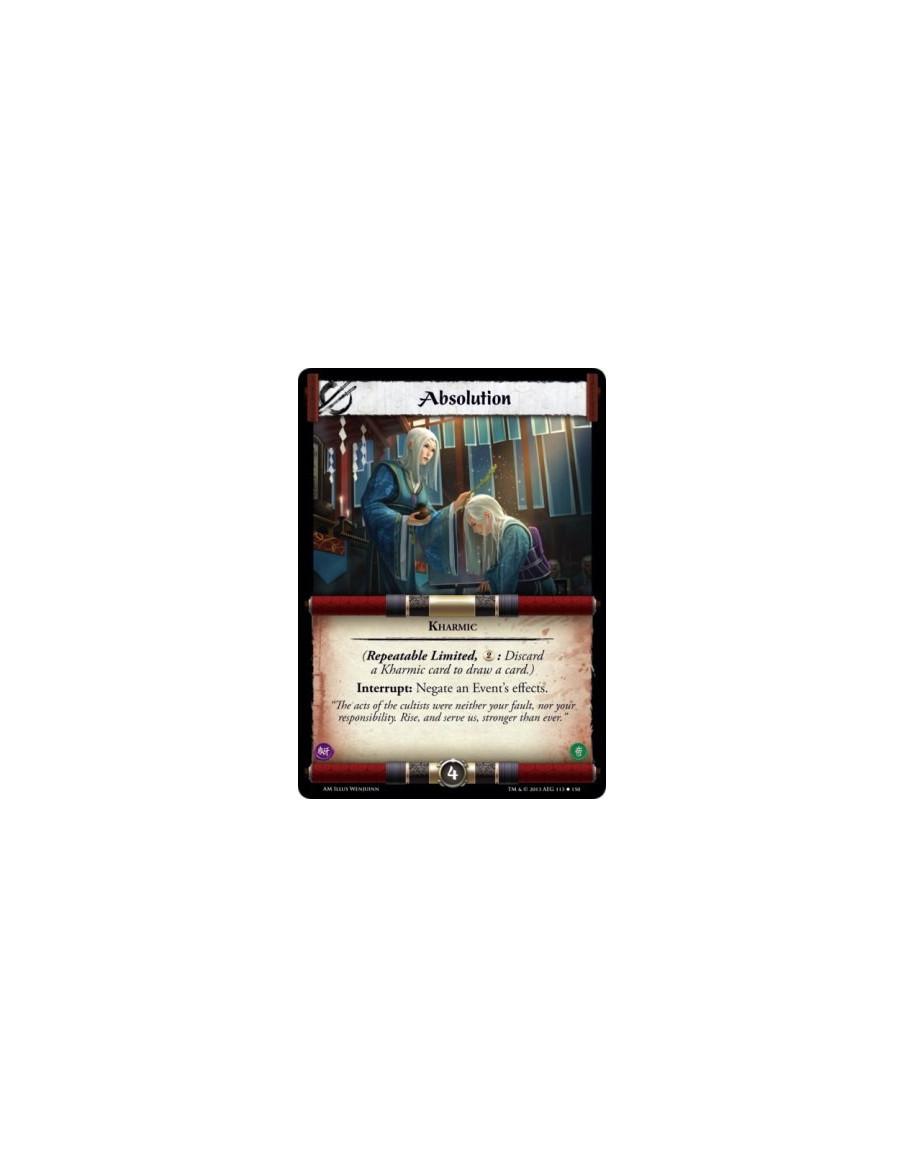 Absolution  -           Kharmic      Text    (Repeatable Limited, : Discard a Kharmic card to draw a card.)Interrupt: Negate an 
