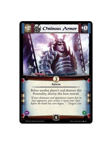 Ominous Armor  - Armor                Before another player's card destroys this Personality, destroy this Item instead.