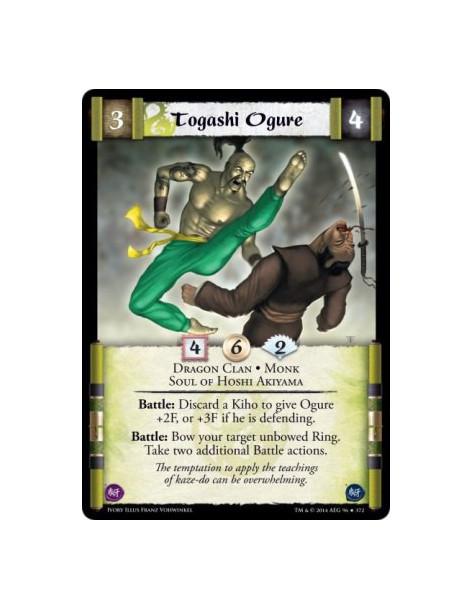 Togashi Ogure  - Dragon Clan • Monk • Soul of Hoshi AkiyamaBattle: Discard a Kiho to give Ogure +2F, or +3F if he is defending. 