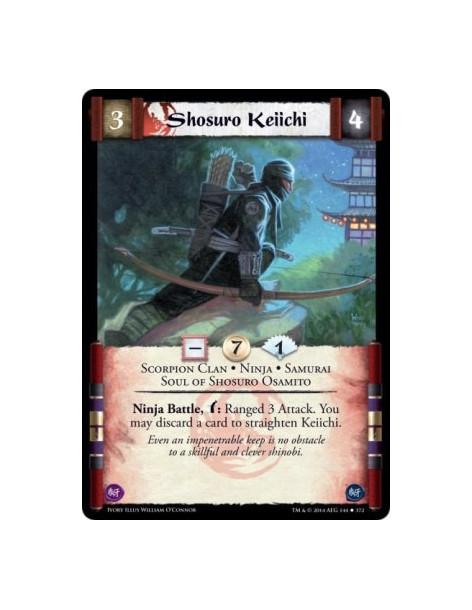 Shosuro Keiichi  - Scorpion Clan • Ninja • Samurai • Soul of Shosuro OsamitoNinja Battle, w: Ranged 3 Attack. You may discard a 