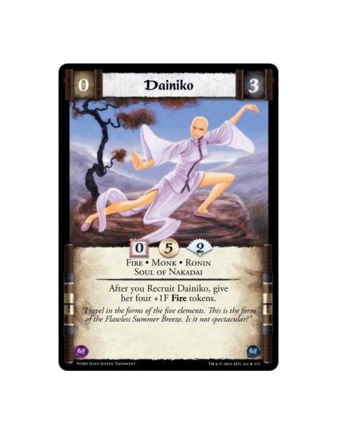 Dainiko  - Fire • Monk • Ronin • Soul of NakadaiAfter you Recruit Dainiko, give her four +1F Fire tokens.