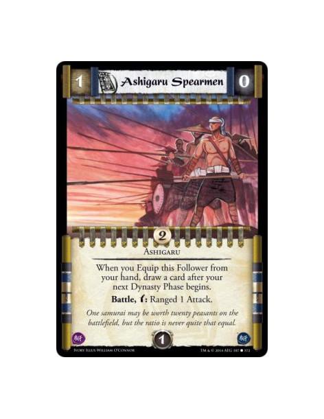 Ashigaru Spearmen  - Ashigaru                When you Equip this Follower from your hand, draw a card after your next Dynasty Ph
