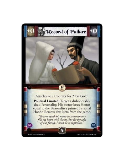 Record of Failure FOIL  -                       Attaches to a Courtier for 2 less Gold. Political Limited: Target a dishonorably
