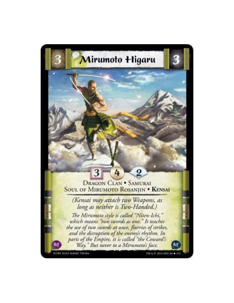 Mirumoto Higaru FOIL  - Dragon Clan • Samurai • Soul of Mirumoto Rosanjin • Kensai(Kensai may attach two Weapons, as long as nei