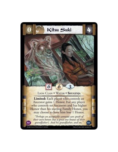Kitsu Suki FOIL  - Lion Clan • Water • ShugenjaLimited: Each player who controls an Ancestor gains 1 Honor. For any player who c