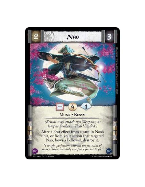 Nao  - Monk • Kensai(Kensai may attach two Weapons, as long as neither is Two-Handed.)After a Fear effect from a card in Nao's u