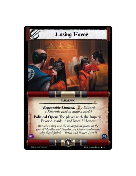 Losing Favor  - Kharmic • Political(Repeatable Limited, 2: Discard a Kharmic card to draw a card.)Political Open: The player wit
