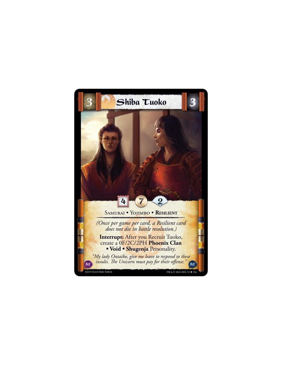 Shiba Tuoko  - Resilient • Samurai • Yojimbo(Once per game per card, a Resilient card does not die in battle resolution.)Interru