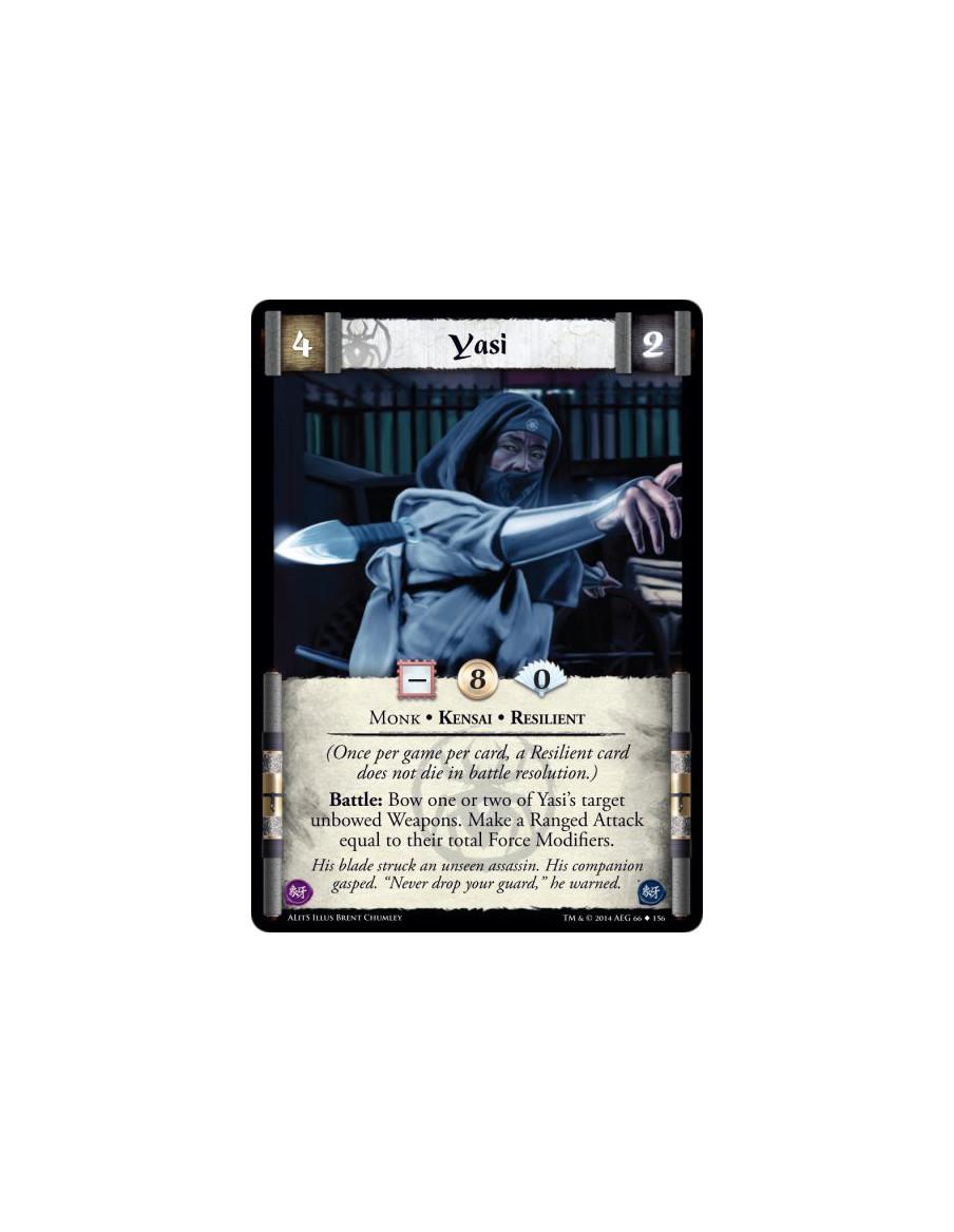 Yasi  - Kensai • Monk • Resilient(Once per game per card, a Resilient card does not die in battle resolution.)Battle: Bow one or