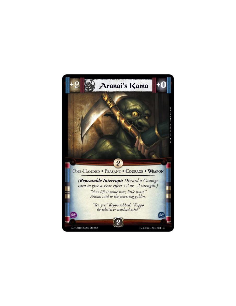 Aranai's Kama  - Courage • One-Handed • Peasant • Weapon(Repeatable Interrupt: Discard a Courage card to give a Fear effect +2 o