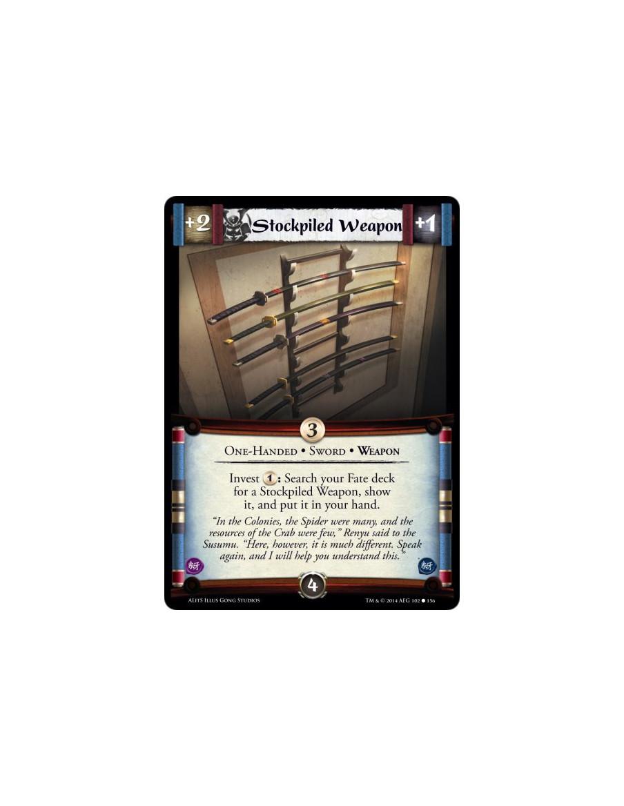 Stockpiled Weapon  - One-Handed • Sword • WeaponInvest 1: Search your Fate deck for a Stockpiled Weapon, show it, and put it in 