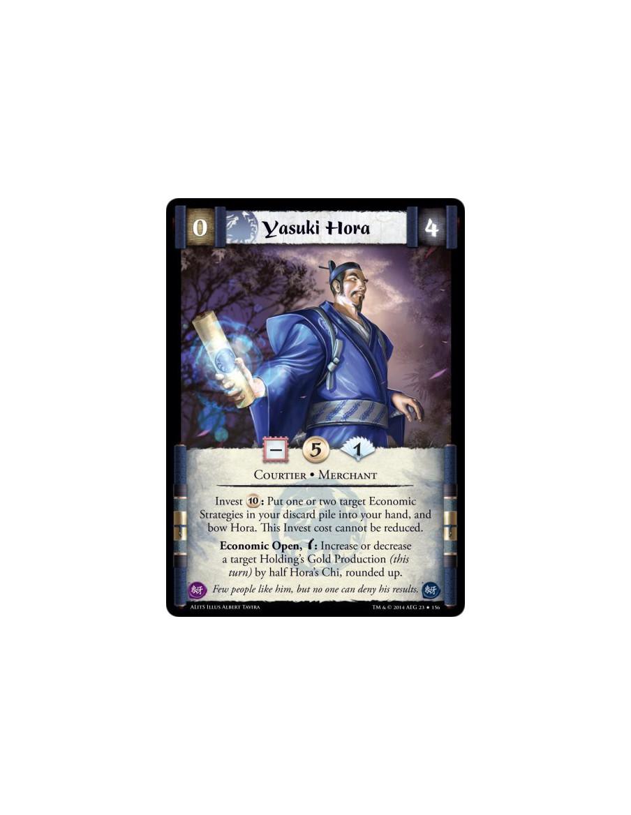 Yasuki Hora FOIL  - Courtier • MerchantInvest 10: Put one or two target Economic Strategies in your discard pile into your hand,