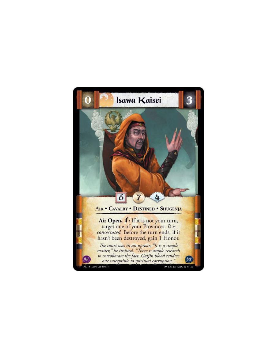 Isawa Kaisei  - Air • Cavalry • Destined • ShugenjaAir Open, w: If it is not your turn, target one of your Provinces. It is cons