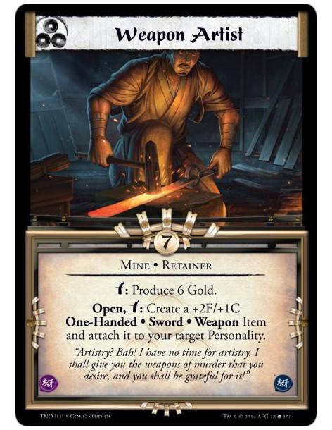 Weapon Artist  -  Mine • Retainer Bow: Produce&nbsp;6 Gold.Open,&nbsp;Bow: Create a +2F/+1C One-Handed • Sword • Weapon Item and