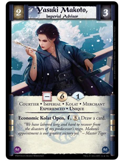 Yasuki Makoto, Imperial Advisor  - Courtier • Imperial • Kolat • Merchant • Experienced • UniqueEconomic Kolat Open, Bow, 5: Dra