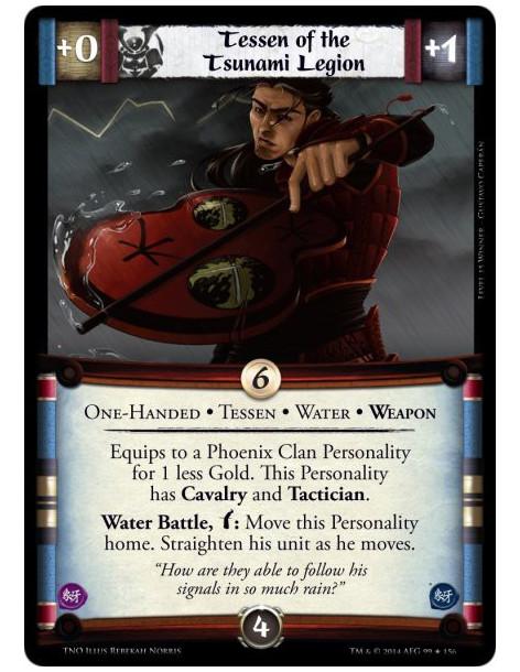 Tessen of the Tsunami Legion  - One-Handed • Tessen • Water • WeaponEquips to a Phoenix Clan Personality for 1 less Gold. This P