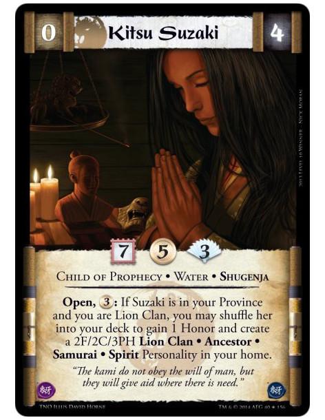 Kitsu Suzaki FOIL  - Child of Prophecy • Water • ShugenjaOpen, 3: If Suzaki is in your Province and you are Lion Clan, you may s