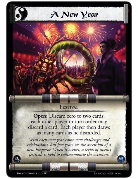 A New Year  - FestivalOpen: Discard zero to two cards; each other player in turn order may discard a card. Each player then draw