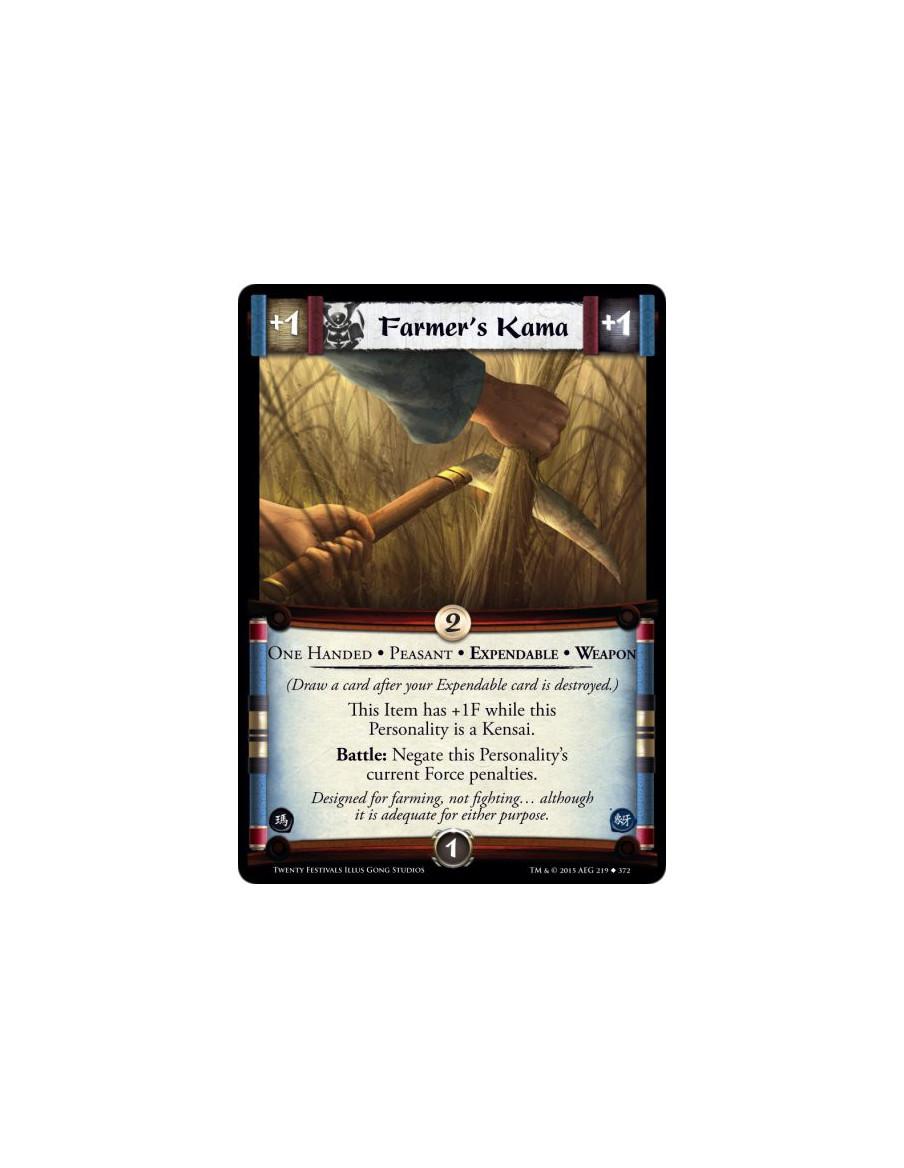 Farmer's Kama  - One Handed • Peasant • Expendable • Weapon(Draw a card after your Expendable card is destroyed.)This Item has +