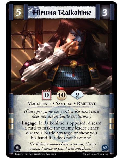 Hiruma Raikohime FOIL  - Magistrate • Samurai • Resilient(Once per game per card, a Resilient card does not die in battle resolu