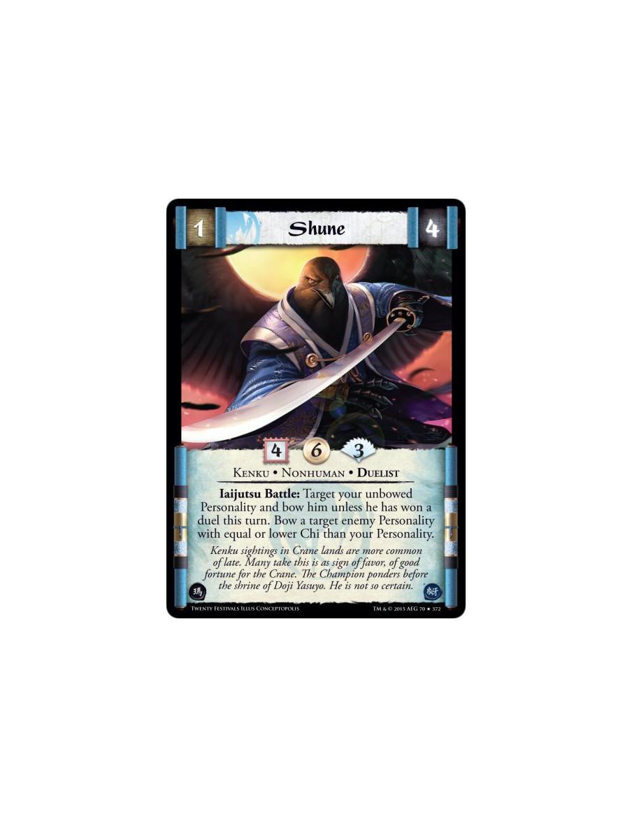 Shune FOIL  - Nonhuman • Duelist • Kenku    Iaijutsu Battle: Target your unbowed Personality and bow him unless he has won a due