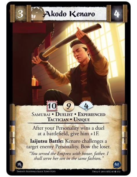 Akodo Kenaro Exp  - Duelist • Experienced • Samurai • Tactician • Unique    After your Personality wins a duel at a battlefield,