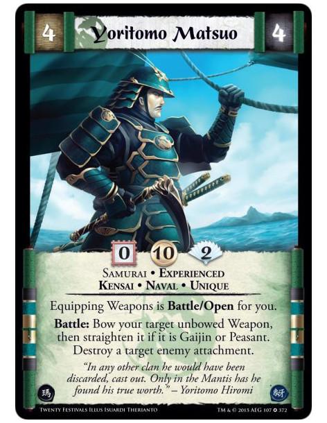 Yoritomo Matsuo Exp  - Samurai • Experienced • Kensai • Naval • Unique    Equipping Weapons is Battle/Open for you.Battle: Bow y