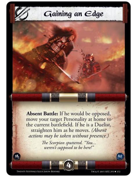 Gaining an Edge  -   Absent Battle: If he would be opposed, move your target Personality at home to the current battlefield. If 