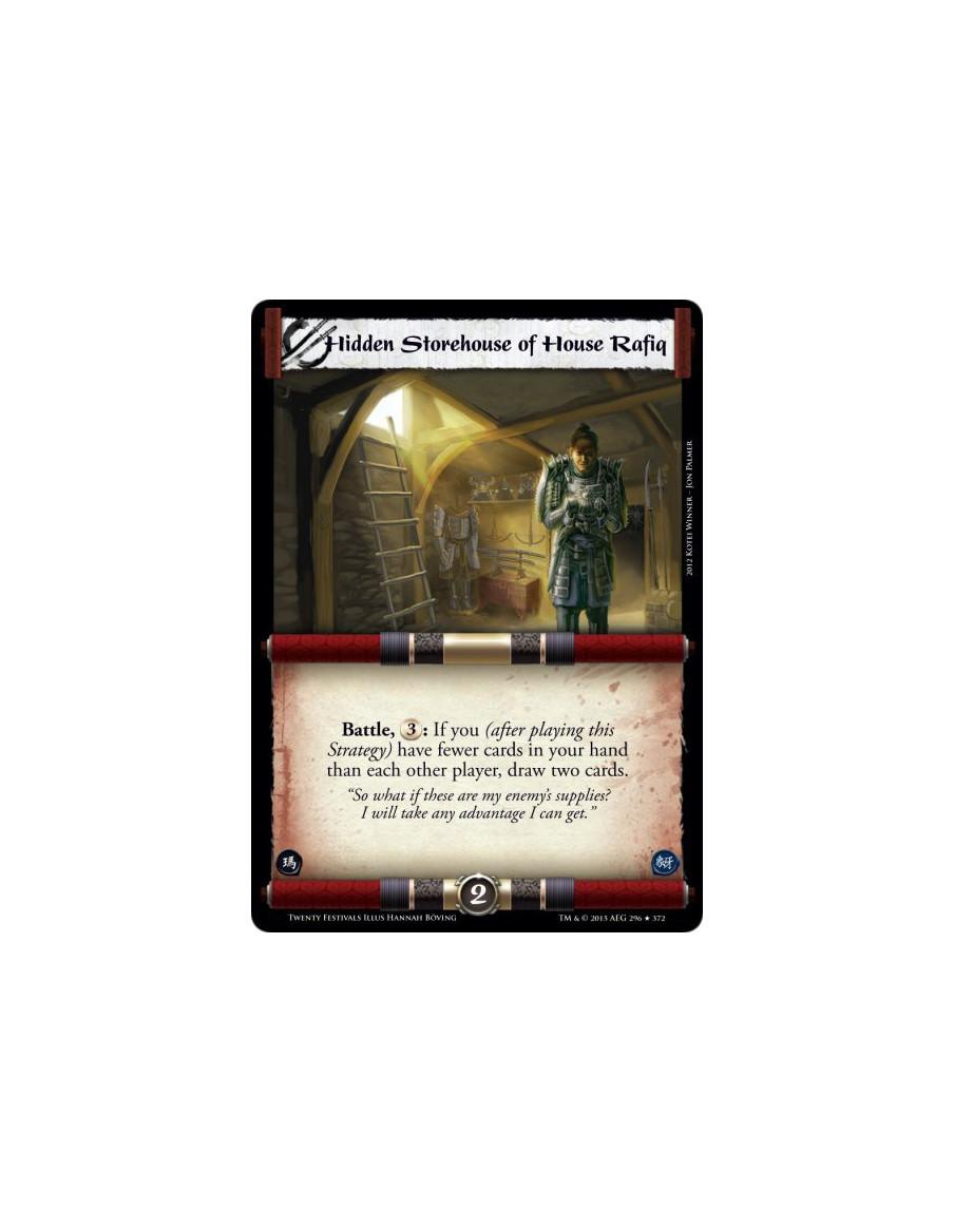 Hidden Storehouse of House Rafiq FOIL  -     Battle, : If you (after playing this Strategy) have fewer cards in your hand than e