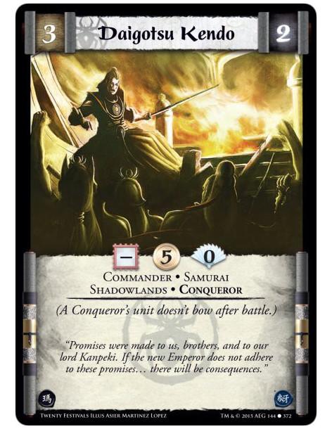 Daigotsu Kendo  - Conqueror • Commander • Samurai • Shadowlands  (A Conqueror's unit doesn't bow after battle.)