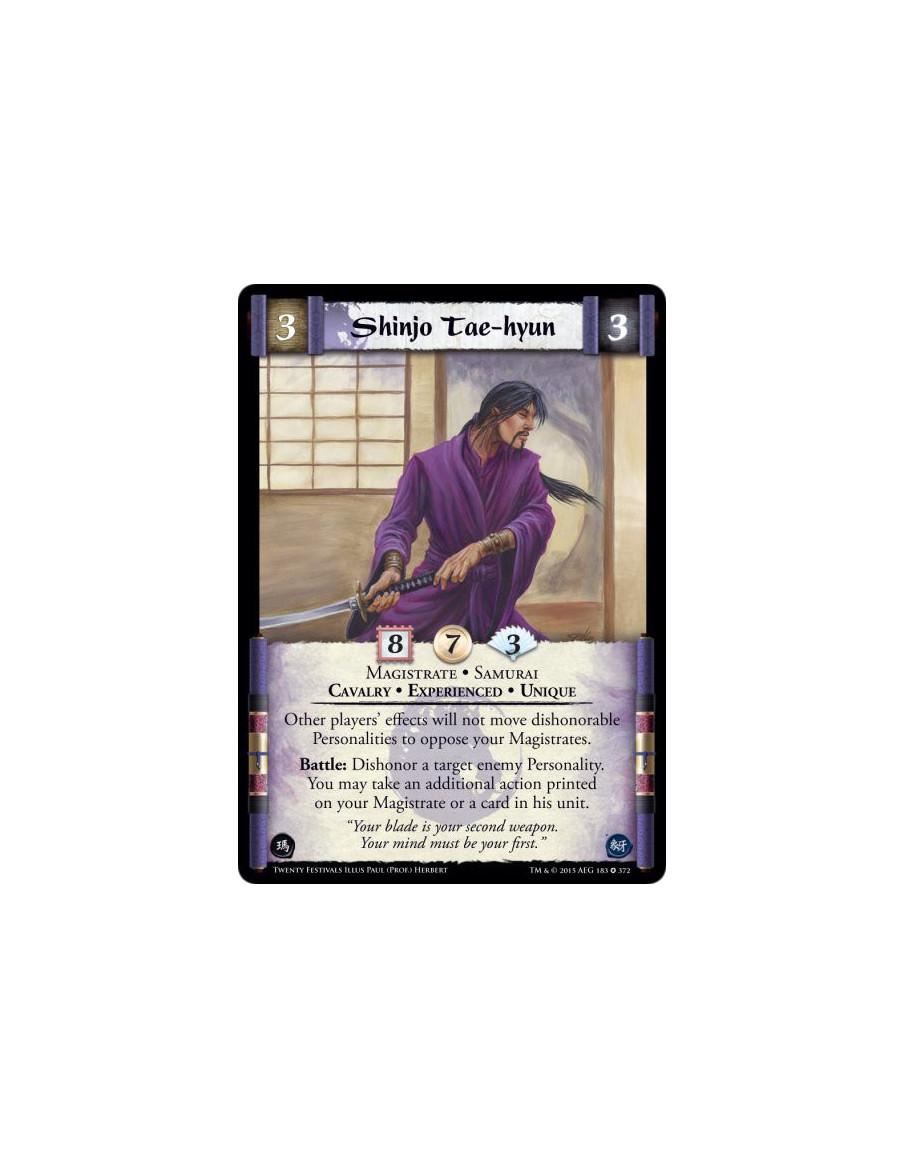 Shinjo Tae-hyun  - Cavalry • Experienced • Magistrate • Samurai • Unique    Other players' effects will not move dishonorable Pe