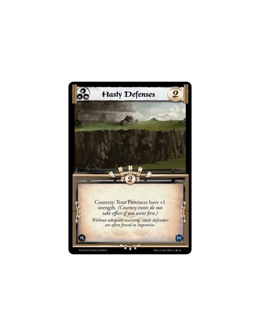 Hasty Defenses  -     Courtesy: Your Provinces have +1 strength. (Courtesy traits do not take effect if you went first.)