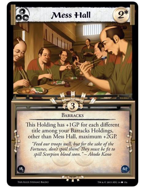 Mess Hall  - Barracks    This Holding has +1GP for each different title among your Barracks Holdings, other than Mess Hall, maxi