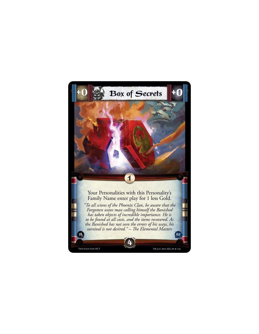 Box of Secrets  -     Your Personalities with this Personality's Family Name enter play for 1 less Gold.