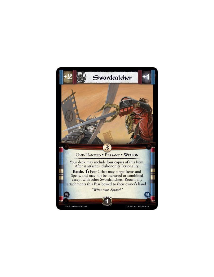 Swordcatcher FOIL  - One-Handed • Peasant • Weapon        Your deck may include four copies of this Item. After it attaches, dis