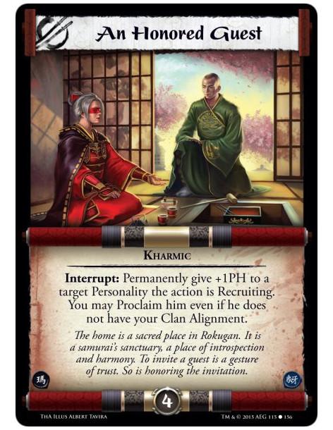 An Honored Guest  - Kharmic            Interrupt: Permanently give +1PH to a target Personality the action is Recruiting. You ma