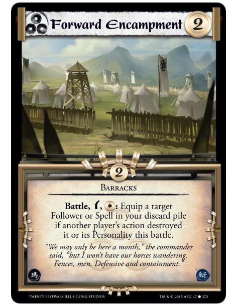 Forward Encampment FOIL  - BarracksBattle, w, *:: Equip a target Follower or Spell in your discard pile if another player's acti