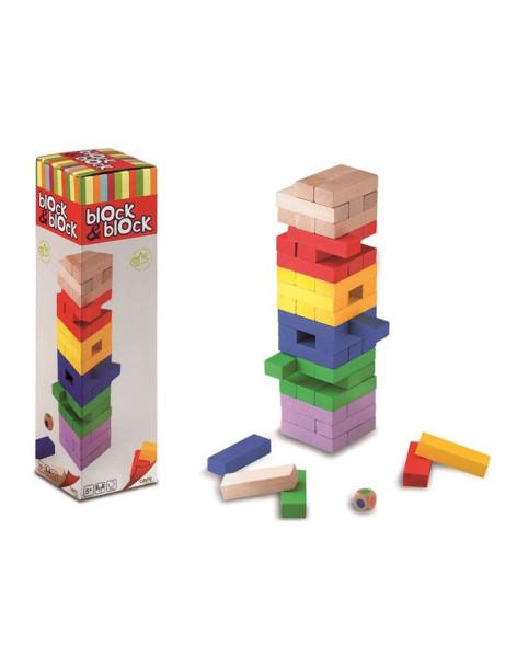 Block a Block de Colores  - Clásico juego de la torre de piezas Jenga, esta vez con piezas de diversos colores y un dado para au