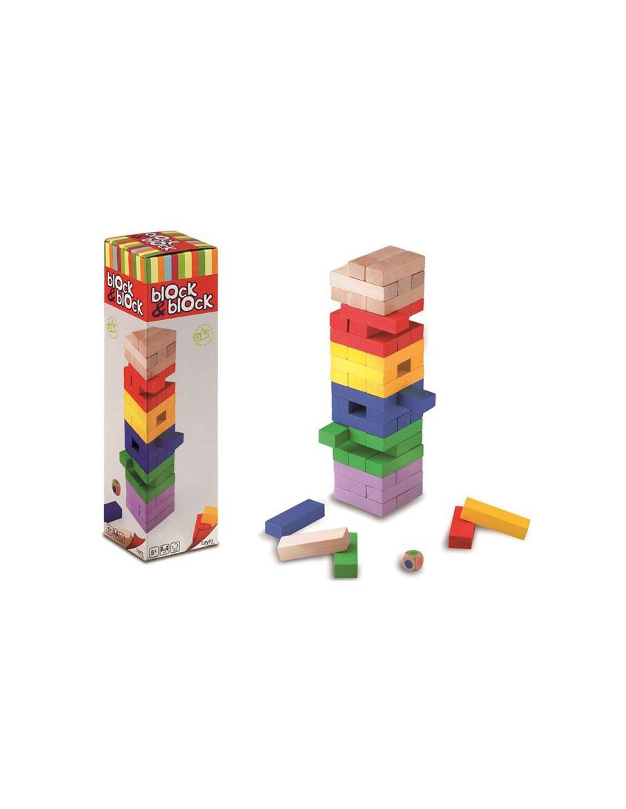 Block a Block de Colores  - Clásico juego de la torre de piezas Jenga, esta vez con piezas de diversos colores y un dado para au