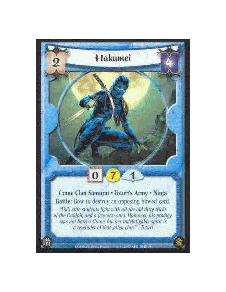 Hakumei  - Crane Clan Samurai. Toturi's Army. Ninja Battle: Bow to destroy an opposing bowed card.