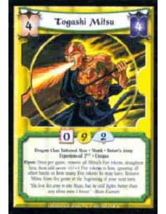 Togashi Mitsu Exp2  - Dragon Clan Tattooed Man. Monk. Toturi's Army. Experienced 2KYD. Unique Open: Once per game, remove all Mi