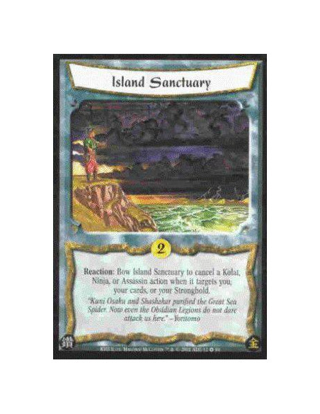 Island Sanctuary  - Reaction: Bow Island Sanctuary to cancel a Kolat, Ninja, or Assassin action when it targets you, your cards,