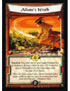 Aikune's Wrath  - Reaction: Play after one of your target Personalities is destroyed during a battle to give +3F to another of y