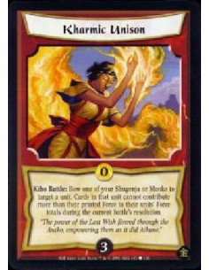 Kharmic Unison  - Kiho Battle: Bow one of your Shugenja or Monks to target a unit. Cards in that unit cannot contribute more tha