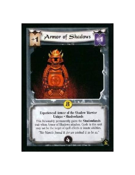 Armor of Shadows Exp  - Experienced Armor of the Shadow Warrior * Unique * Shadowlands This Personality permanently gains the Sh